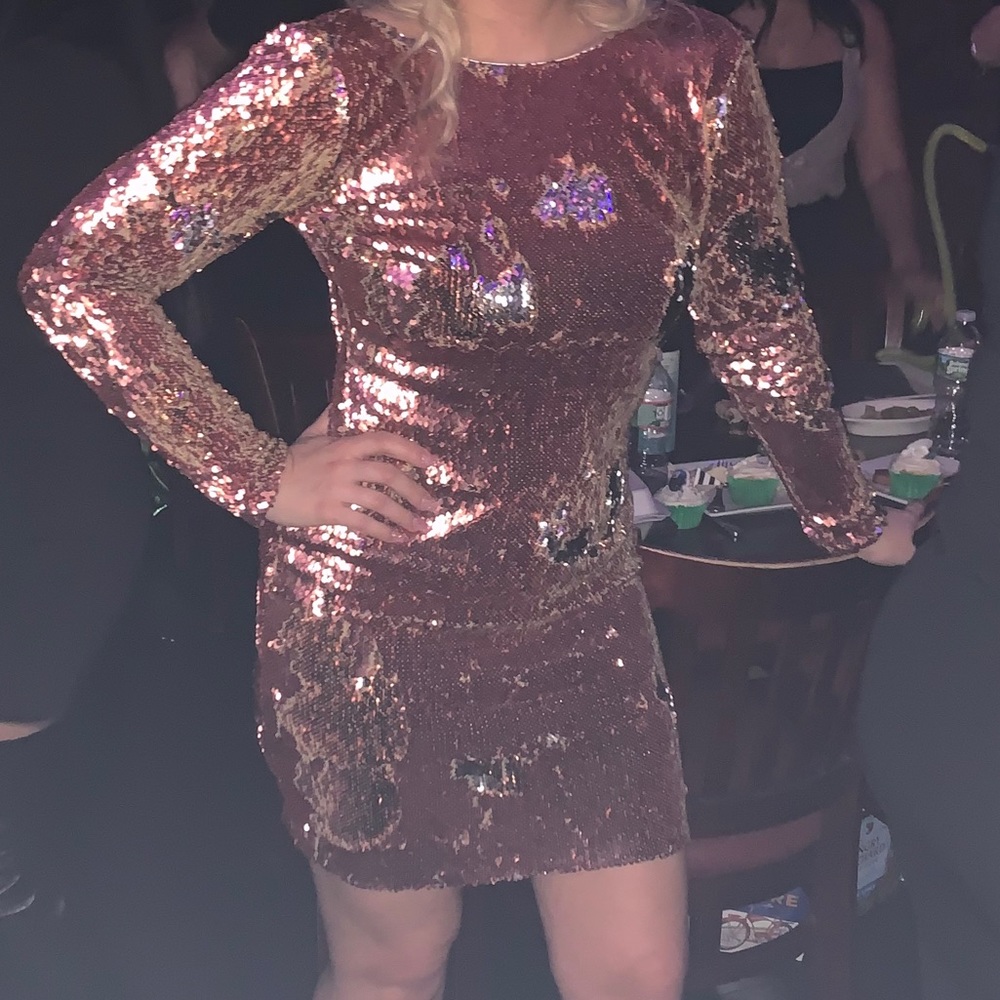 Two tone sequence mini glamorous dress